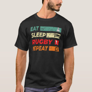 Rugby Sports Player Eat Sleep Rugby Repeat Men Wom T-Shirt