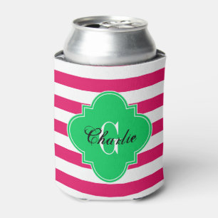 Rugby Stripe Emerald Green Can Cooler