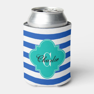 Rugby Stripe Teal Can Cooler