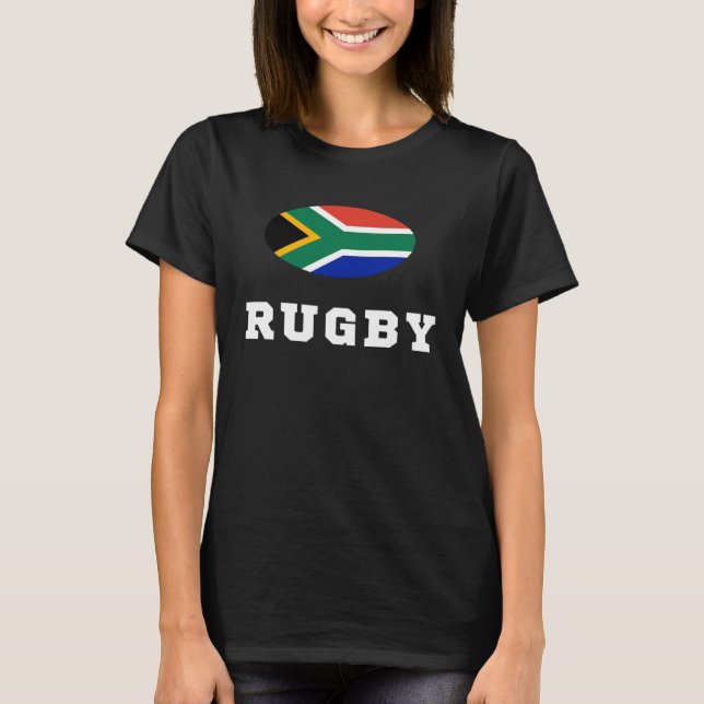 Rugby Text with South Africa Flag T-Shirt (Front)