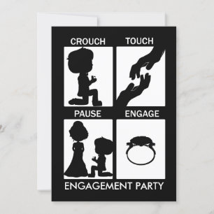 Rugby themed engagement party announcement