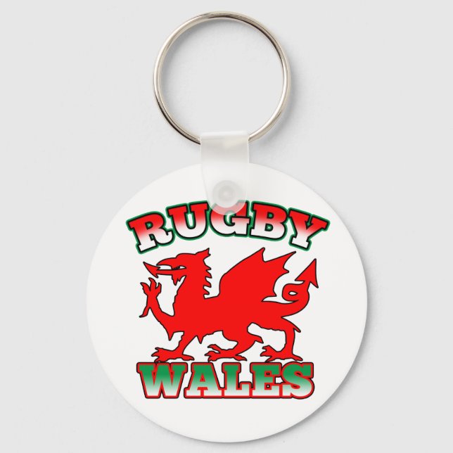 Rugby Wales Flag Dragon Keychain (Front)