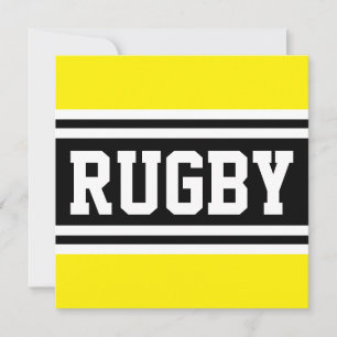 RUGBY Yellow Black White Athletic Racing Stripes Announcement