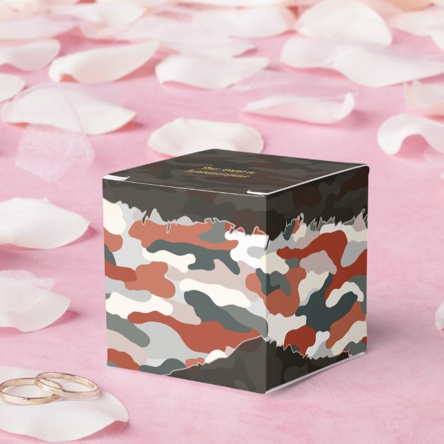 Rugged Autumn Camouflage Personalized Favor Box (Wedding)
