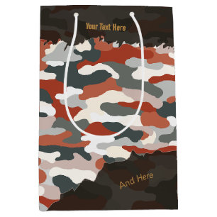 Rugged Autumn Camouflage Personalized Medium Gift Bag