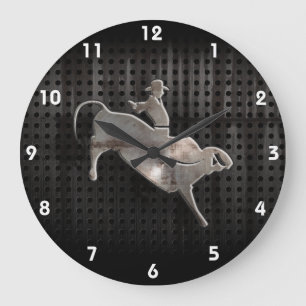 Rugged Bull Rider Large Clock