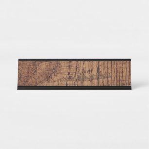 Rugged Chestnut Oak Wood Grain Look Desk Name Plate