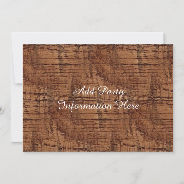 Rugged Chestnut Oak Wood Grain Look Invitation (Back)