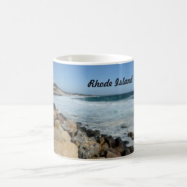 rugged coast in Rhode Island Coffee Mug (Center)