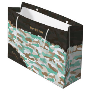 Rugged Coastal Camouflage Personalized Large Gift Bag