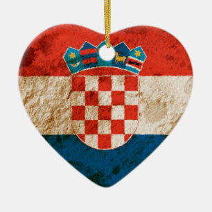 Rugged Croatian Flag Ceramic Ornament