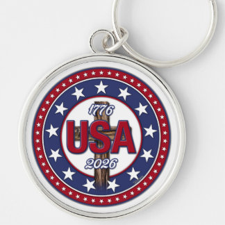 Rugged Cross USA 1776-2026 Keychain