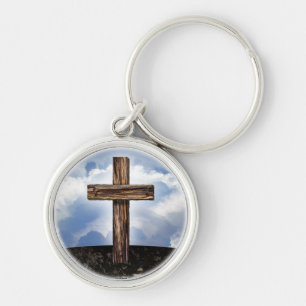Rugged Cross with Sky Keychain