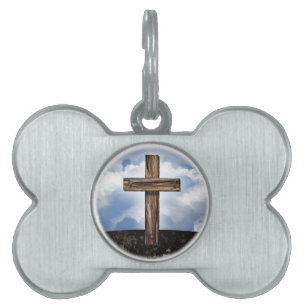 Rugged Cross with Sky Pet ID Tag