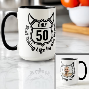 Rugged Custom Milestone Birthday Emblem+Photo Mug
