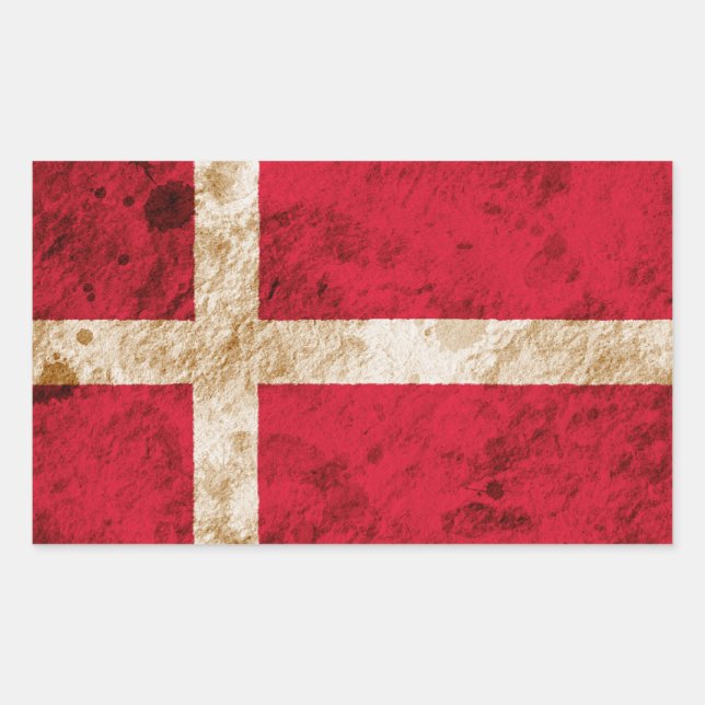 Rugged Danish Flag Sticker (Front)