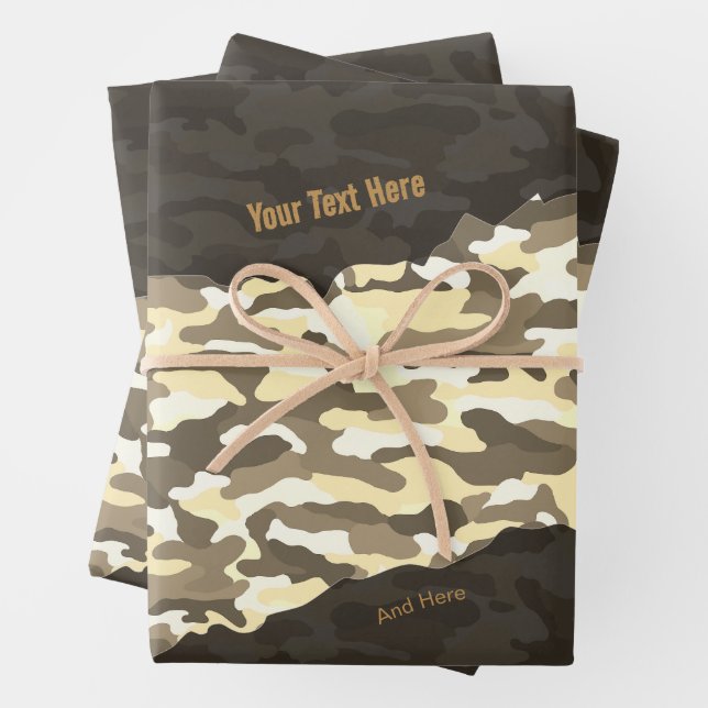 Rugged Desert Camouflage Personalized Wrapping Paper Sheet (In situ)