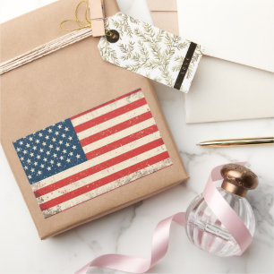 Rugged Distressed Flag Patriotic Rectangle Vinyl D Sticker