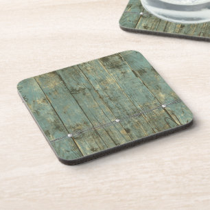 Rugged Distressed Old Planks Blue Coasters