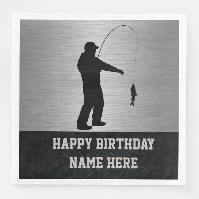 Rugged Fishing Birthday Napkins (Front)