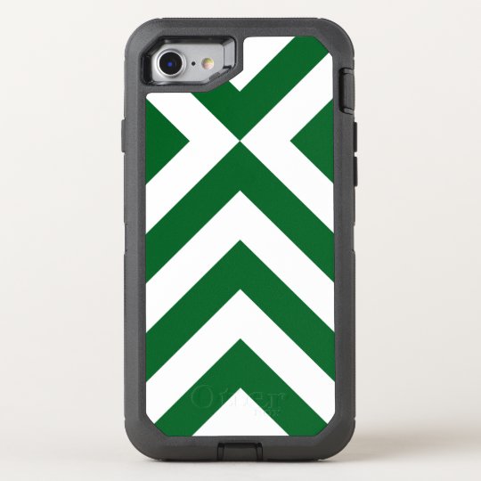 Rugged Geometric Green and White Chevrons OtterBox Defender iPhone 8/7 Case