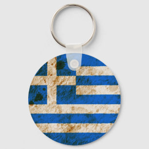 Rugged Greek Flag Keychain