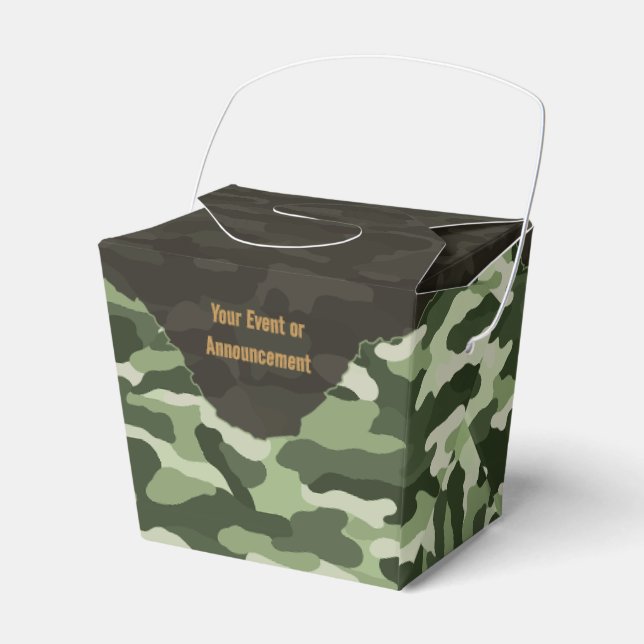 Rugged Green Camouflage Personalized Favor Box (Front Side)