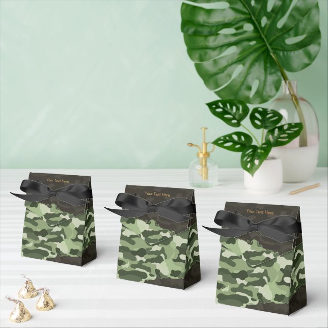Rugged Green Camouflage Personalized Favour Boxes (Multiple)