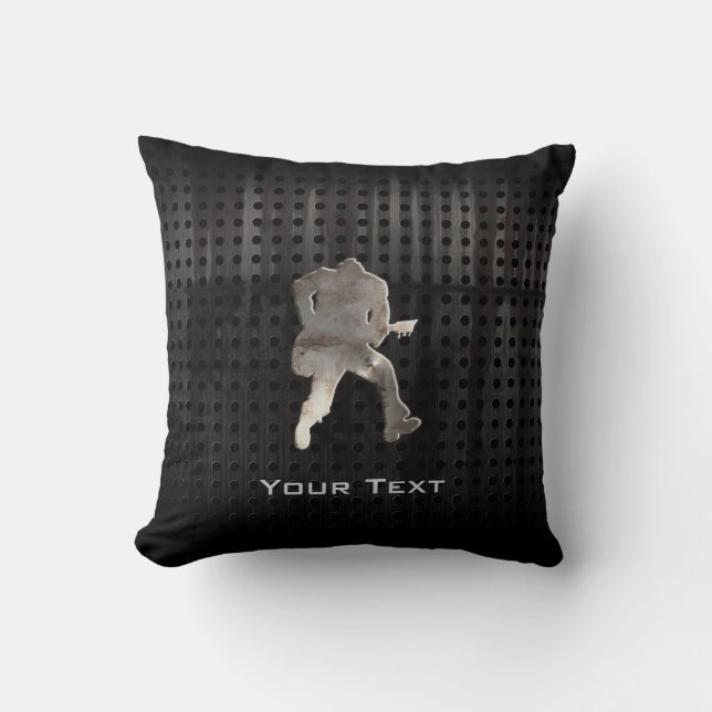 Rugged Guitarist Throw Pillow (Front)