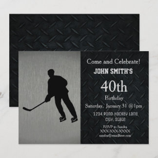 Rugged Hockey Birthday Celebration Invitations