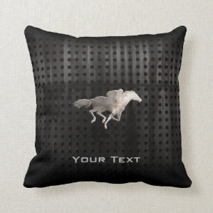Rugged Horse Racing Throw Pillow