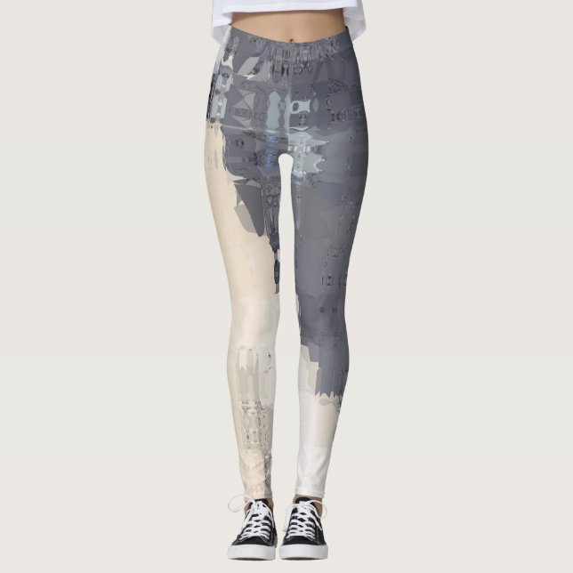 Rugged Nature/ Blue Cream Design Leggings (Front)