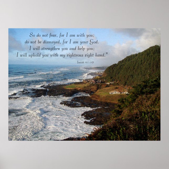 Rugged Ocean Coast Isaiah 41:10 Print (Front)