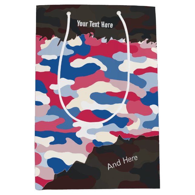 Rugged Patriotic Camouflage Personalized Medium Gift Bag (Front)