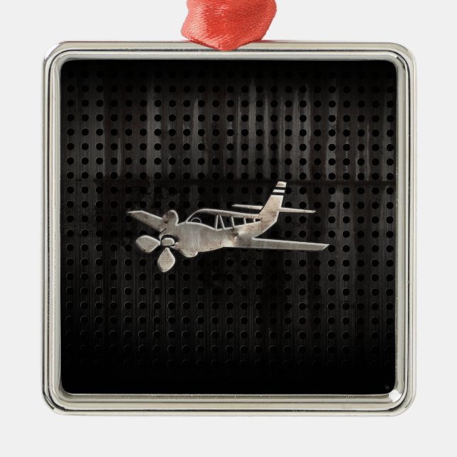 Rugged Plane Metal Ornament (Front)