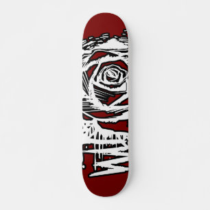 Rugged Rose Graffiti Art – White Drip Rose on Red Skateboard