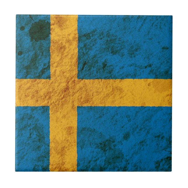 Rugged Swedish Flag Tile (Front)