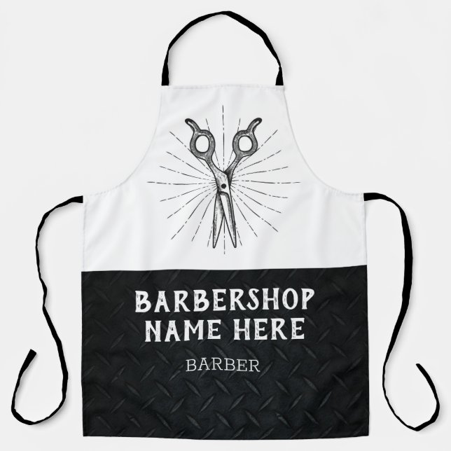 Rugged Trendy Modern Barber Scissors Barbershop Ap Apron (Front)