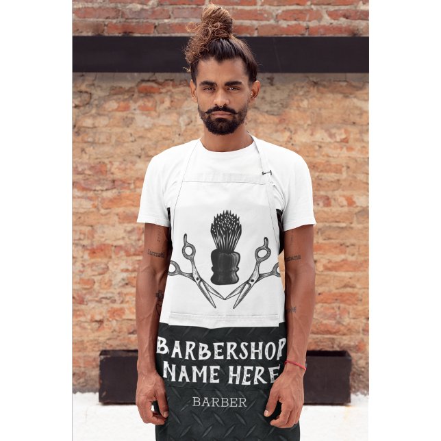 Rugged Trendy Modern Barber Scissors Barbershop Apron (Barbershop barber custom modern trendy apron)