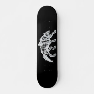 Rugged White Mandala Werewolf Skateboard
