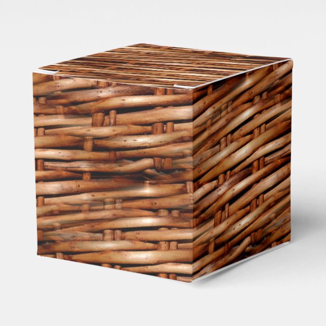 Rugged Wicker Basket Look Favor Box (Front Side)