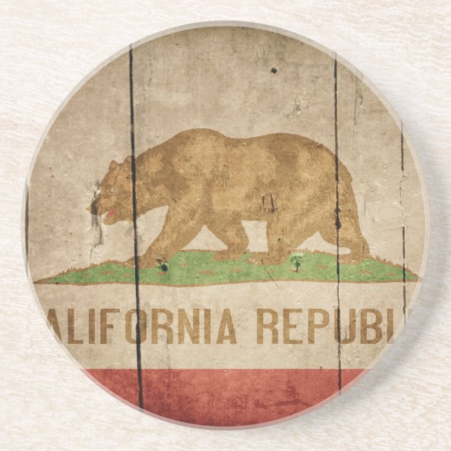 Rugged Wood California Flag Coaster (Front)