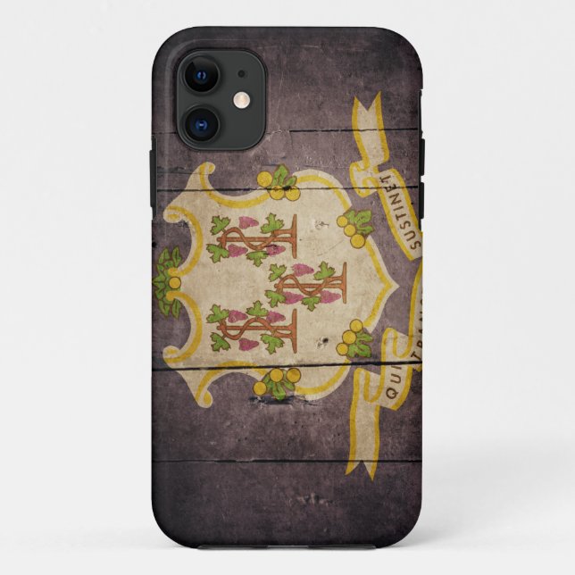 Rugged Wood Connecticut Flag Case-Mate iPhone Case (Back)