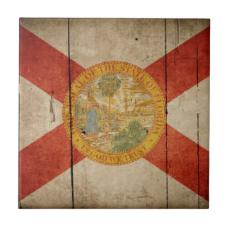 Rugged Wood Florida Flag Tile