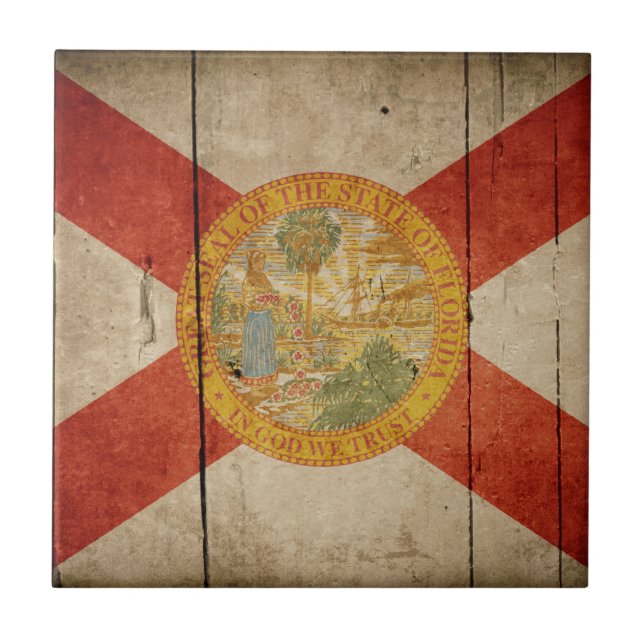 Rugged Wood Florida Flag Tile (Front)