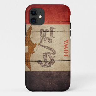 Rugged Wood Iowa Flag iPhone 11 Case