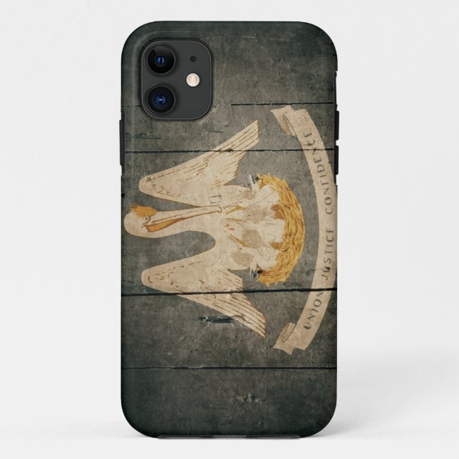 Rugged Wood Louisiana Flag Case-Mate iPhone Case (Back)
