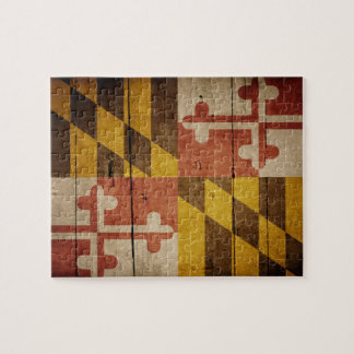 Rugged Wood Maryland Flag Jigsaw Puzzle