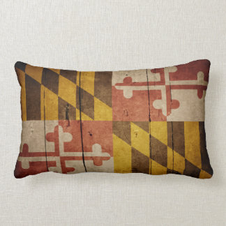 Rugged Wood Maryland Flag Lumbar Pillow