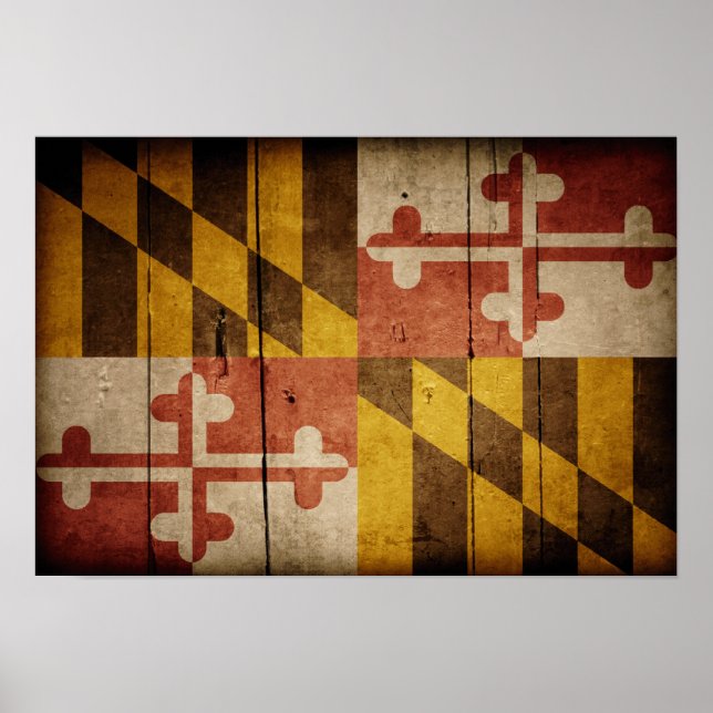 Rugged Wood Maryland Flag Poster (Front)